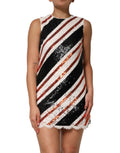 Dolce & Gabbana Multicolor Sequin Embellished Shift Dress
