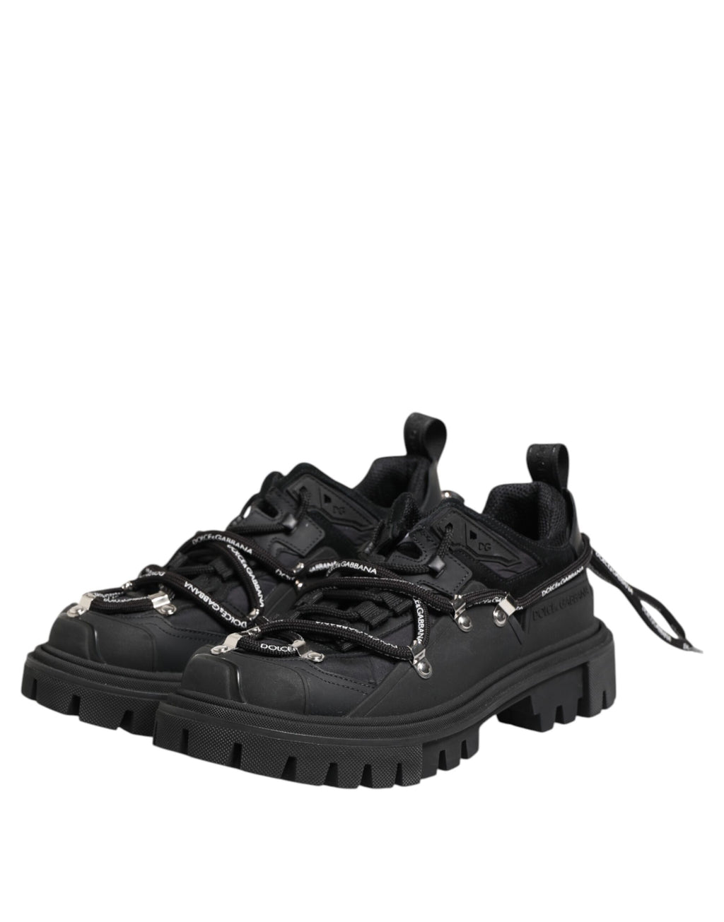 Black Low Top Lace Up Trekking Sneakers Shoes