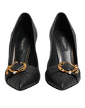 Black Devotion Leather Heels Pumps Shoes