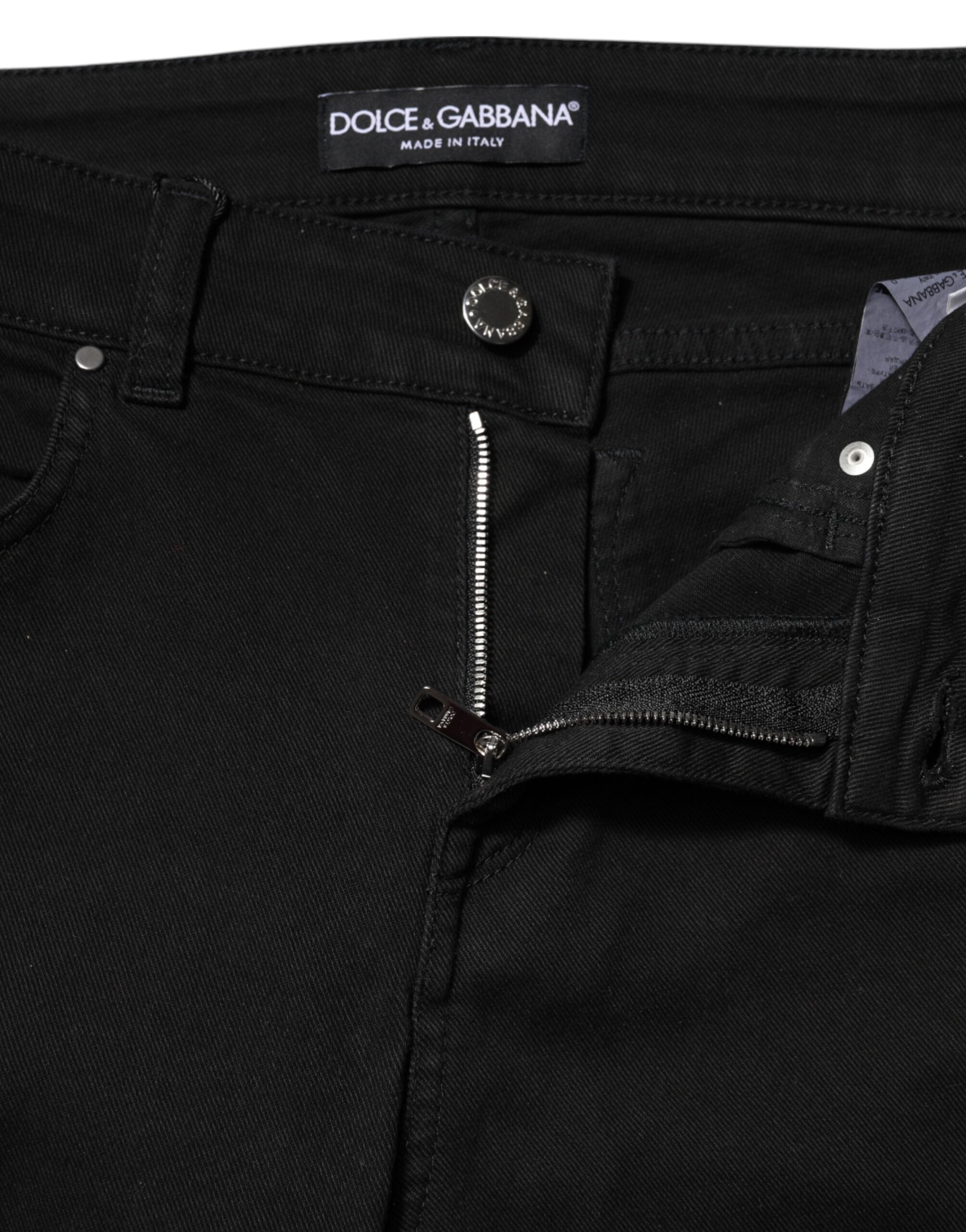 Black Cotton Skinny Mid Waist Denim Jeans