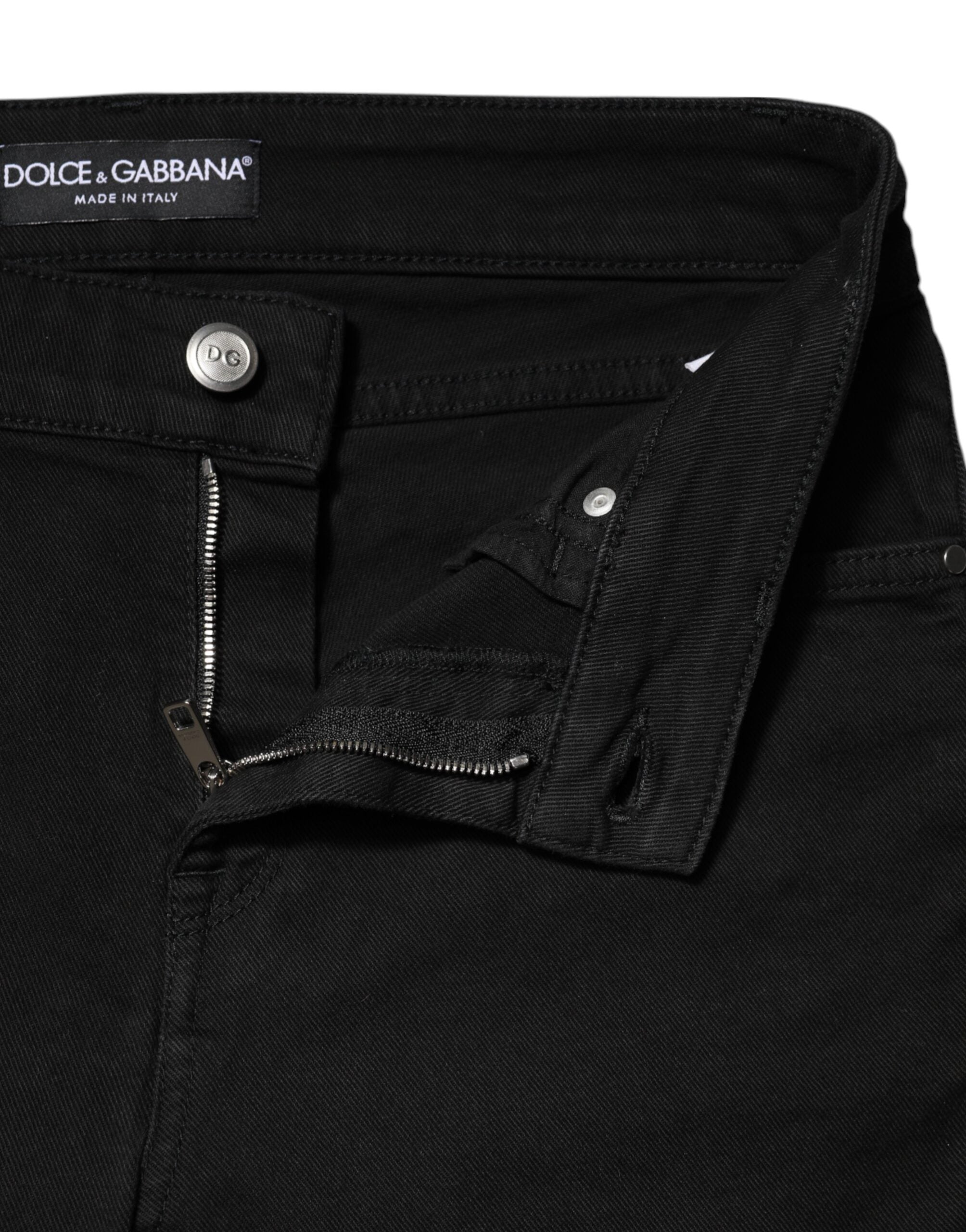 Black Cotton Skinny Mid Waist Denim Jeans