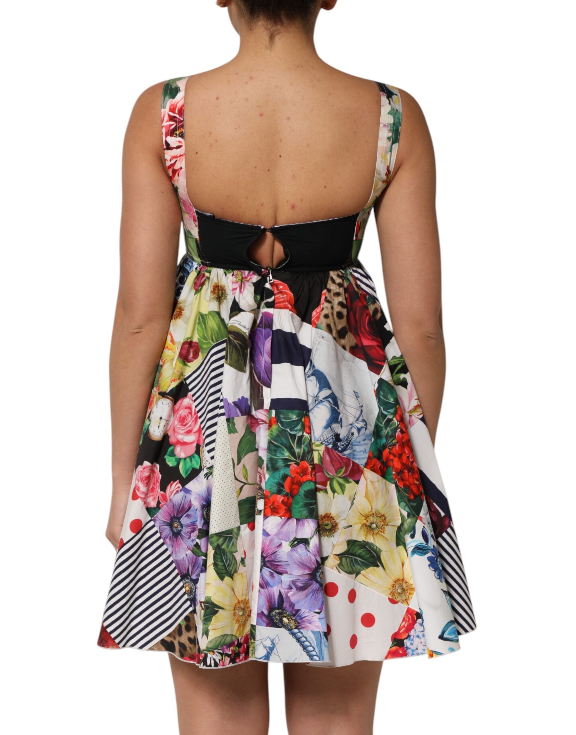 Multicolor Patchwork Cotton AlineMini Dress