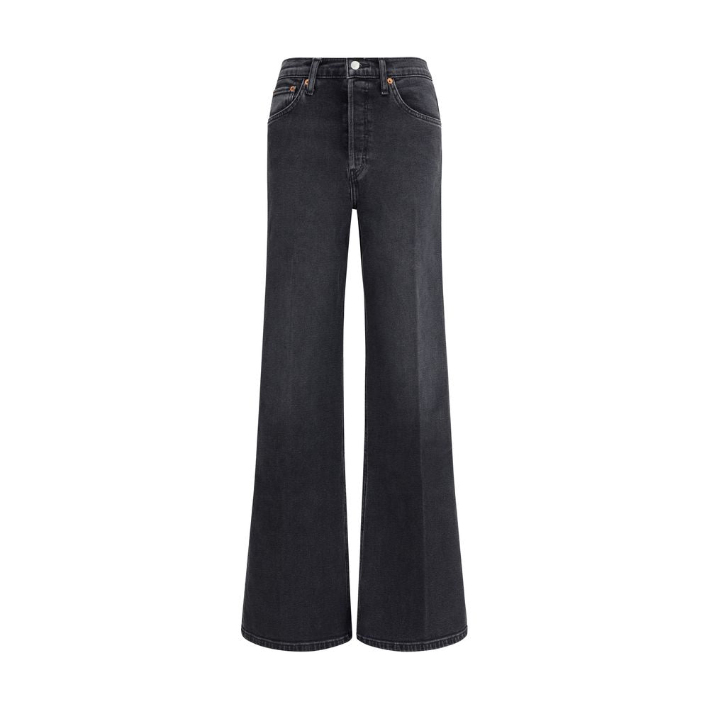 Black Cotton Flared Jeans