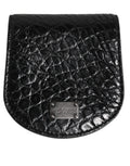 Dolce & Gabbana Black Exotic Skin Coin Condom Case Holder Pocket Wallet