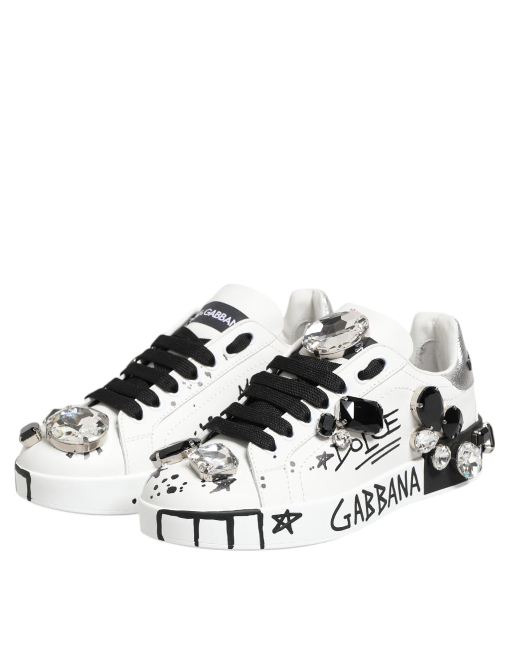 White Portofino Crystal Sneakers  Shoes