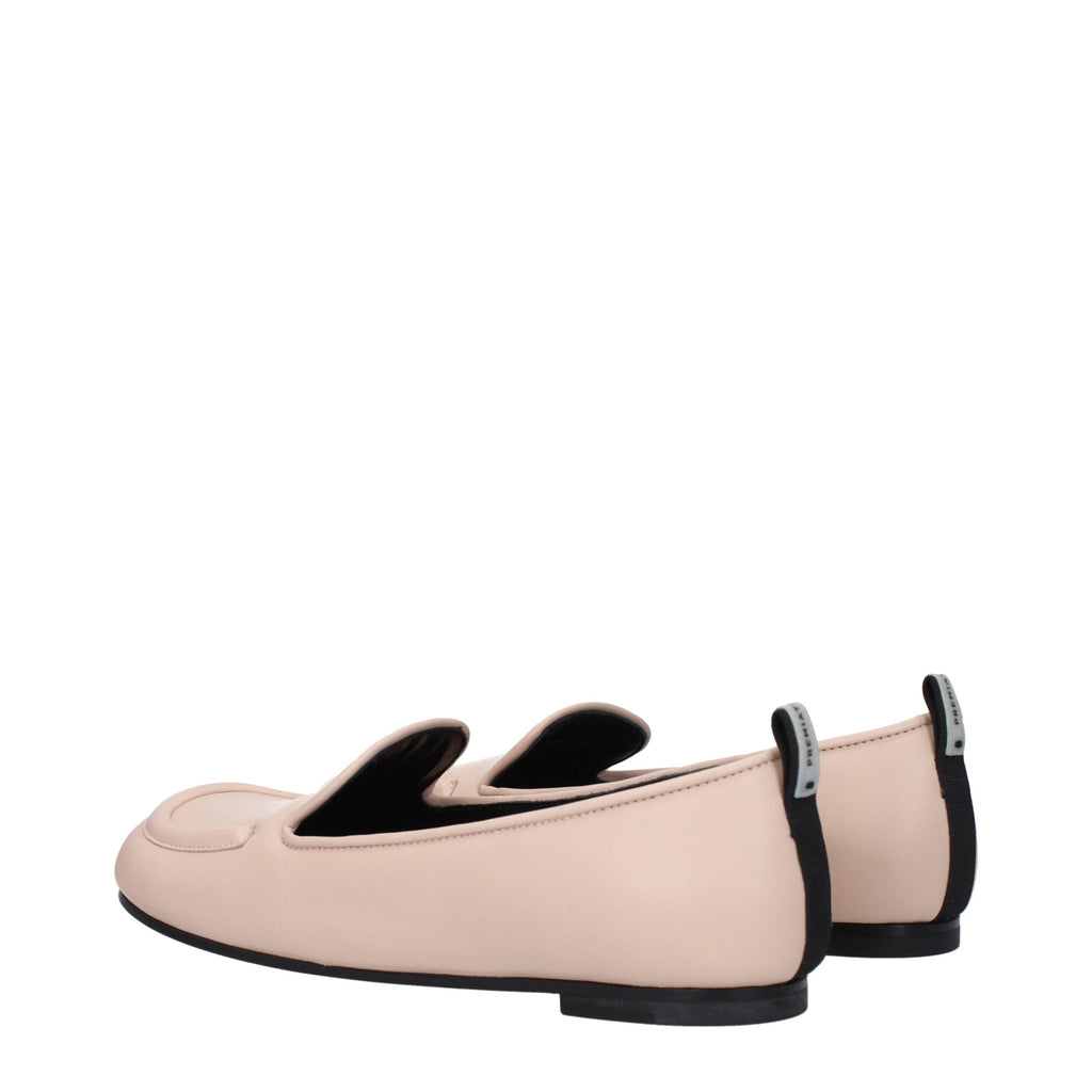 Pink Leather Slip-On Loafers