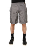Light Gray Nylon Elastic Waist Shorts Swimwear