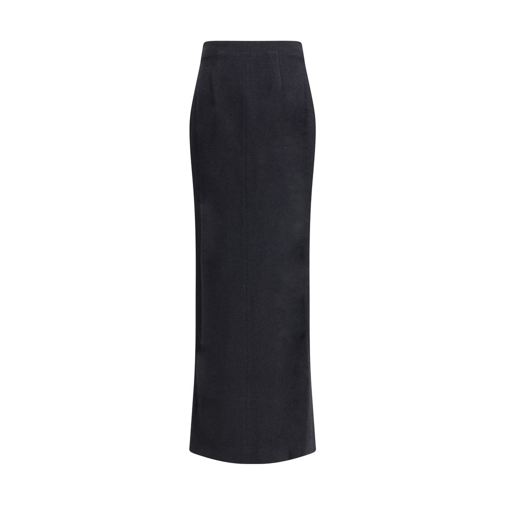 Black Wool Long Skirt
