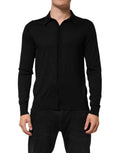 Black Silk Button Up Lightweight Sweater