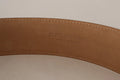 Brown Leather Gold Metal Oval Buckle Belt