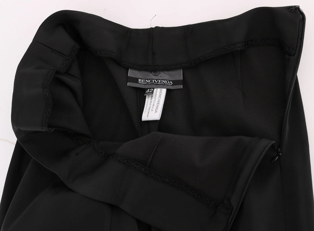 Black Stretch Straight Fit Dress Trousers Pants