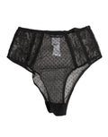 Black Lace Polka Dot Mesh High Waist Underwear