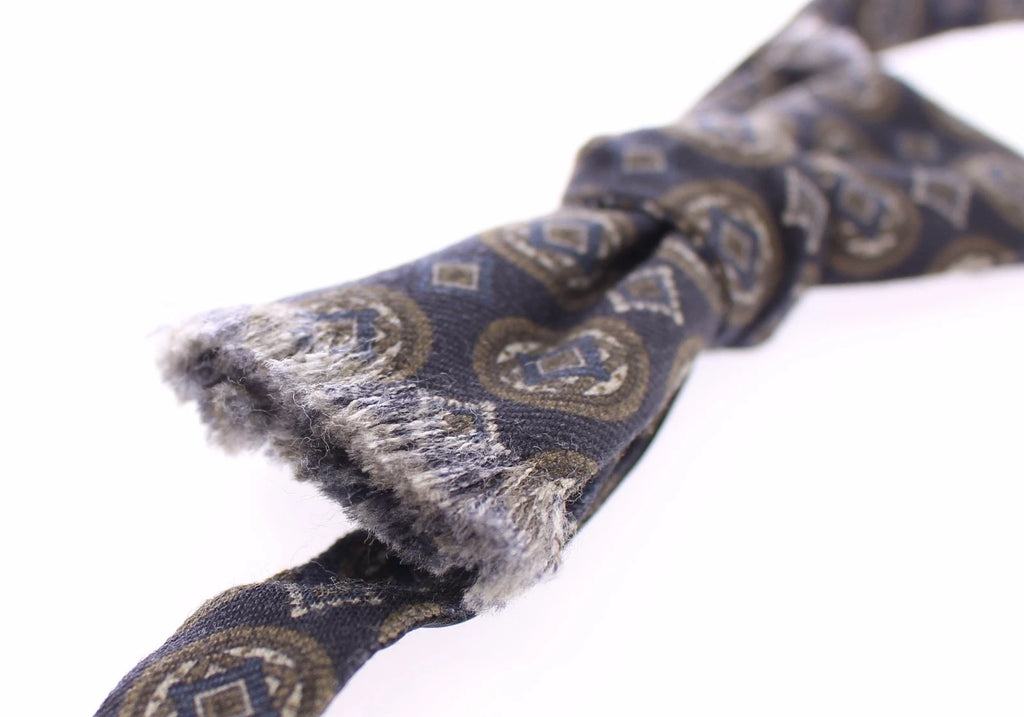 Blue Silk Baroque Fantasi Tied Bow Tie Papillon
