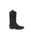 Black Recycled Leather Lace-Up Boots