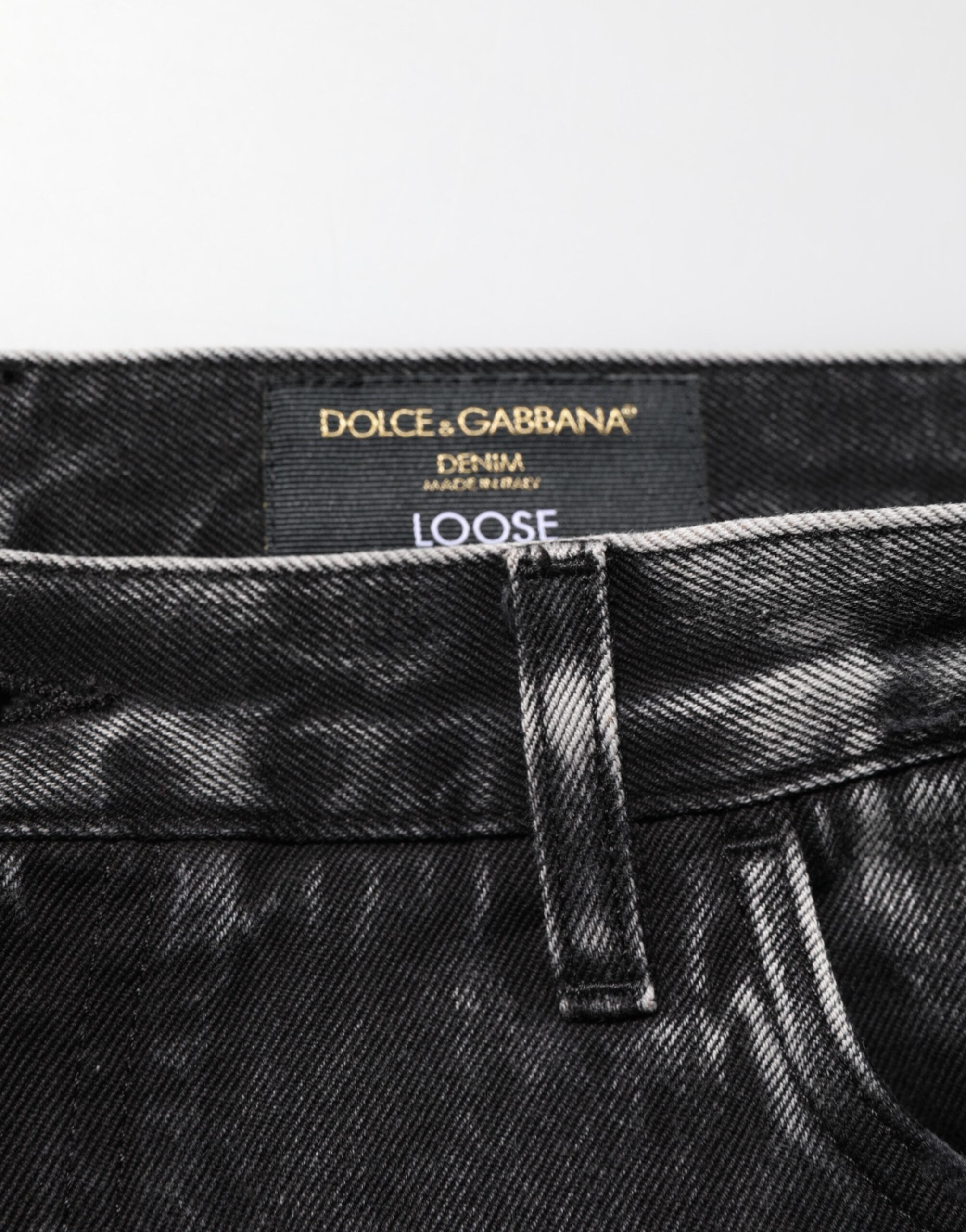 Black Washed Ripped Loose Cotton Denim Jeans