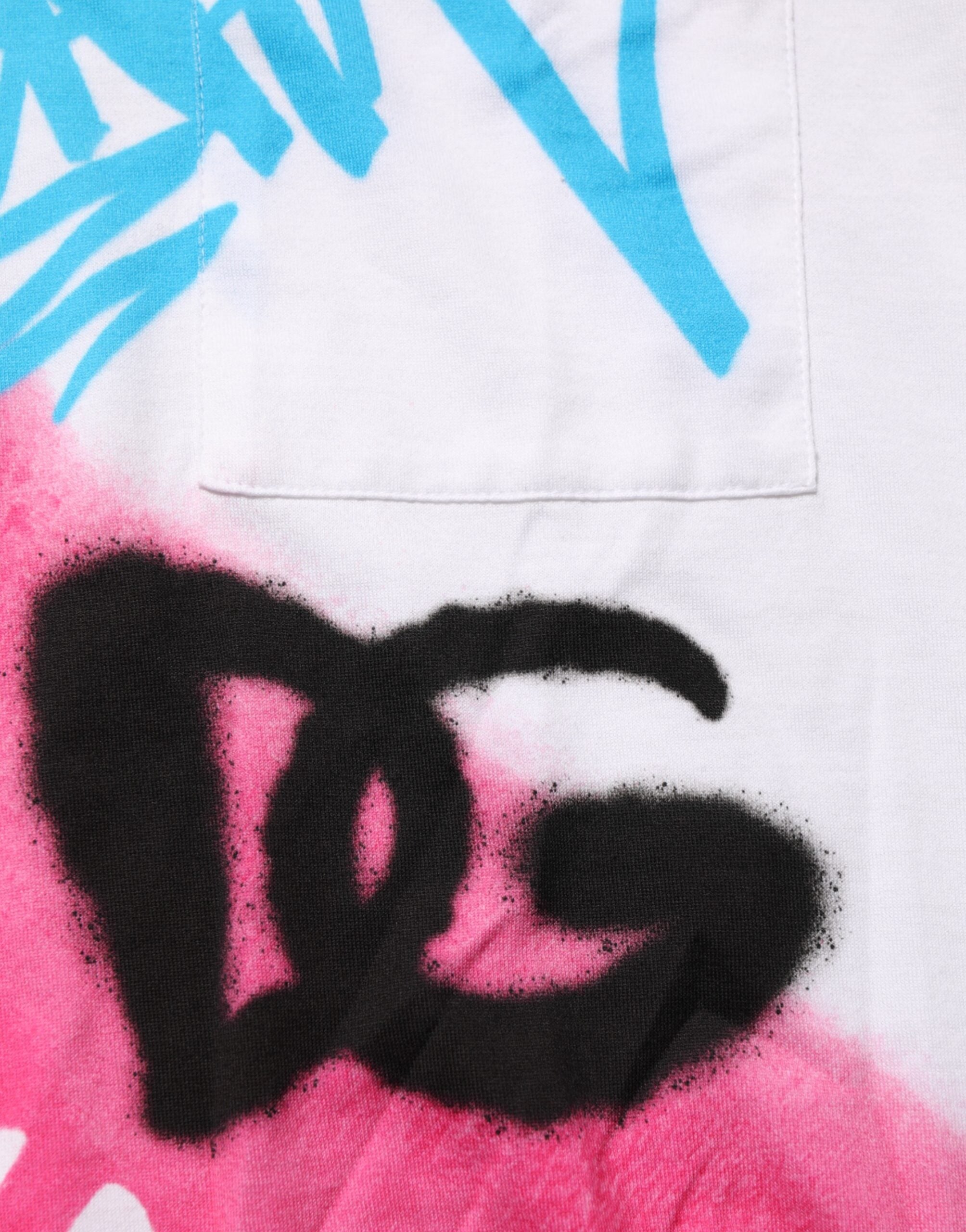 White Graphic Print Cotton Crew Neck T-shirt
