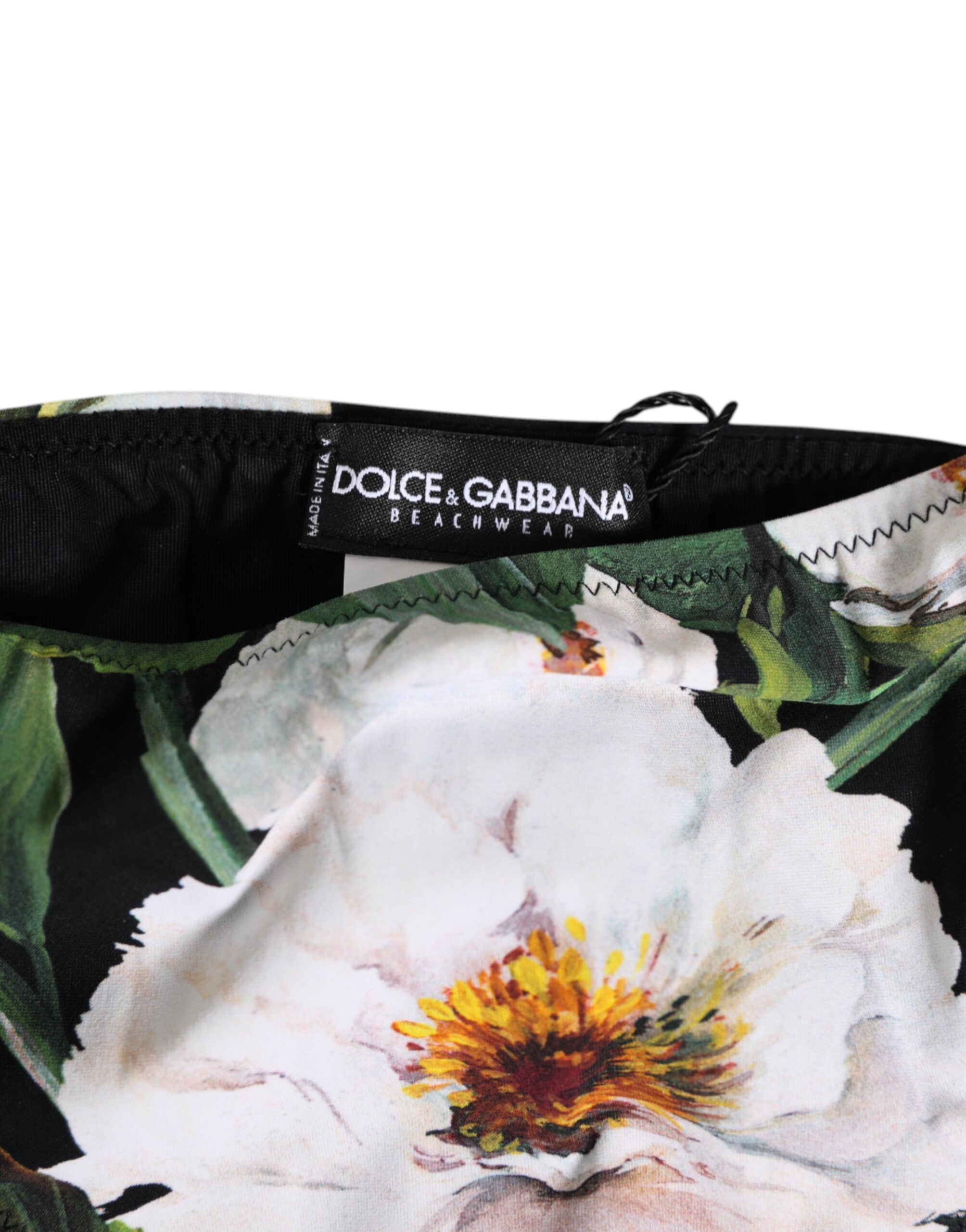 Black Side Tie Floral Bikini Bottom Swimwear