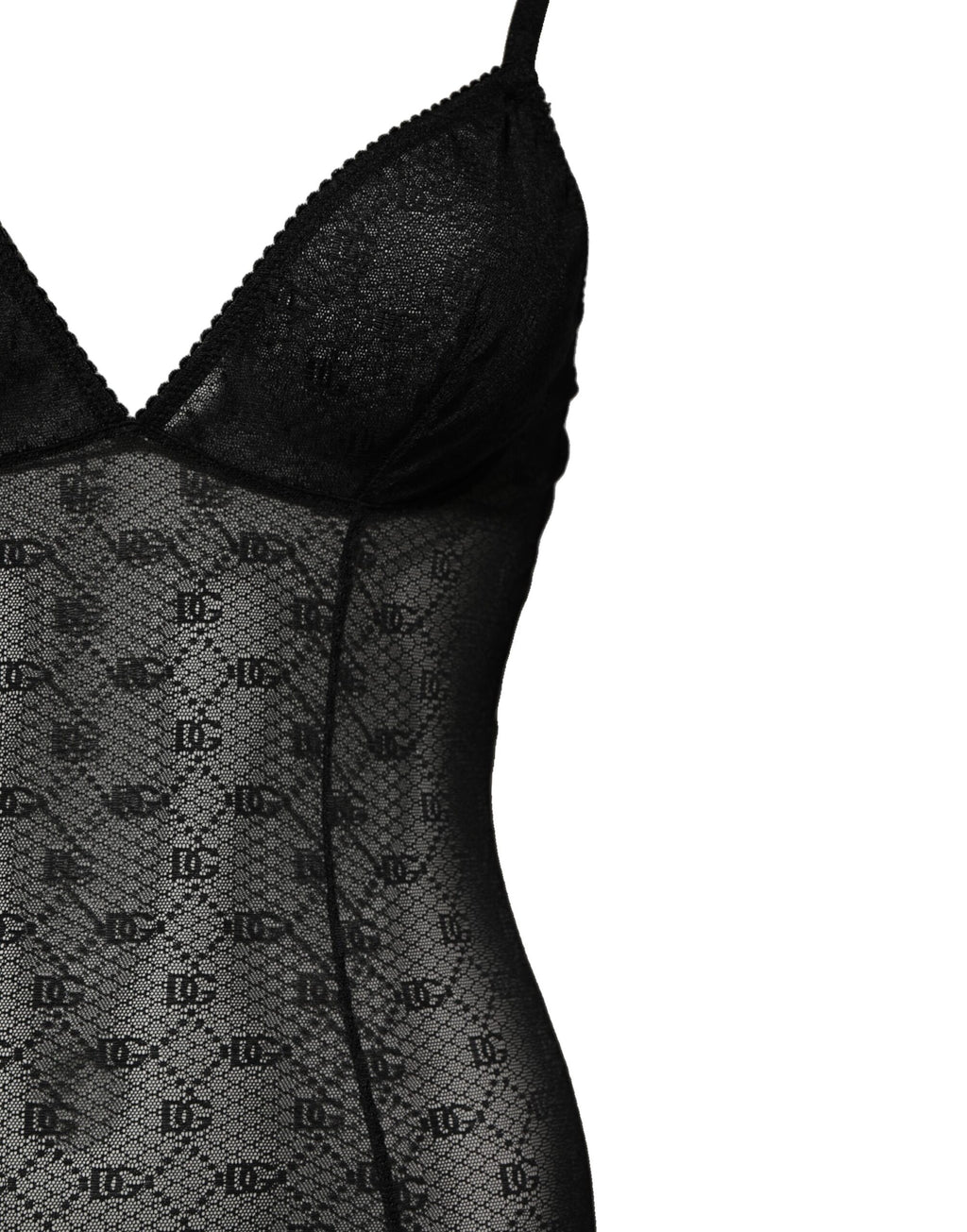 Black Nylon Stretch Bodysuit Lingerie Underwear