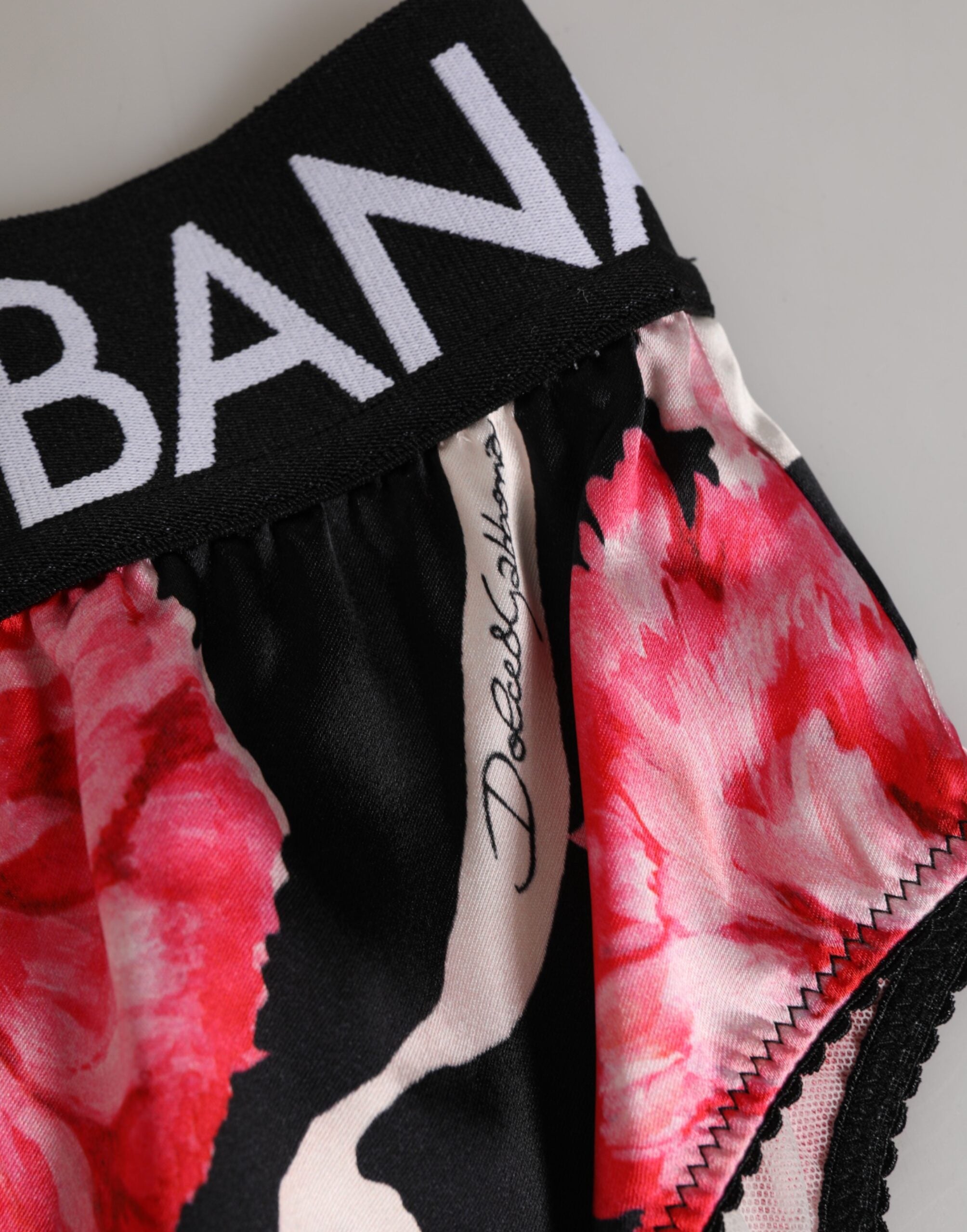 Black Floral Print High Waist Panty Underwear