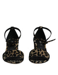 Gold Leopard Ankle Strap Heels Sandals Shoes