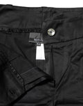 Black Cotton Blend Cropped Straight Leg Pants