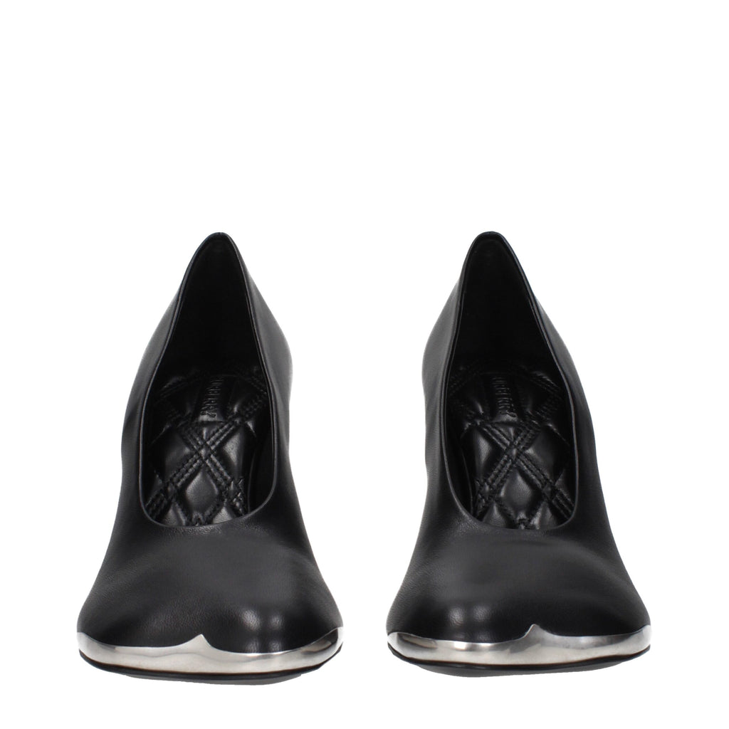 Black Leather High Heel Pumps