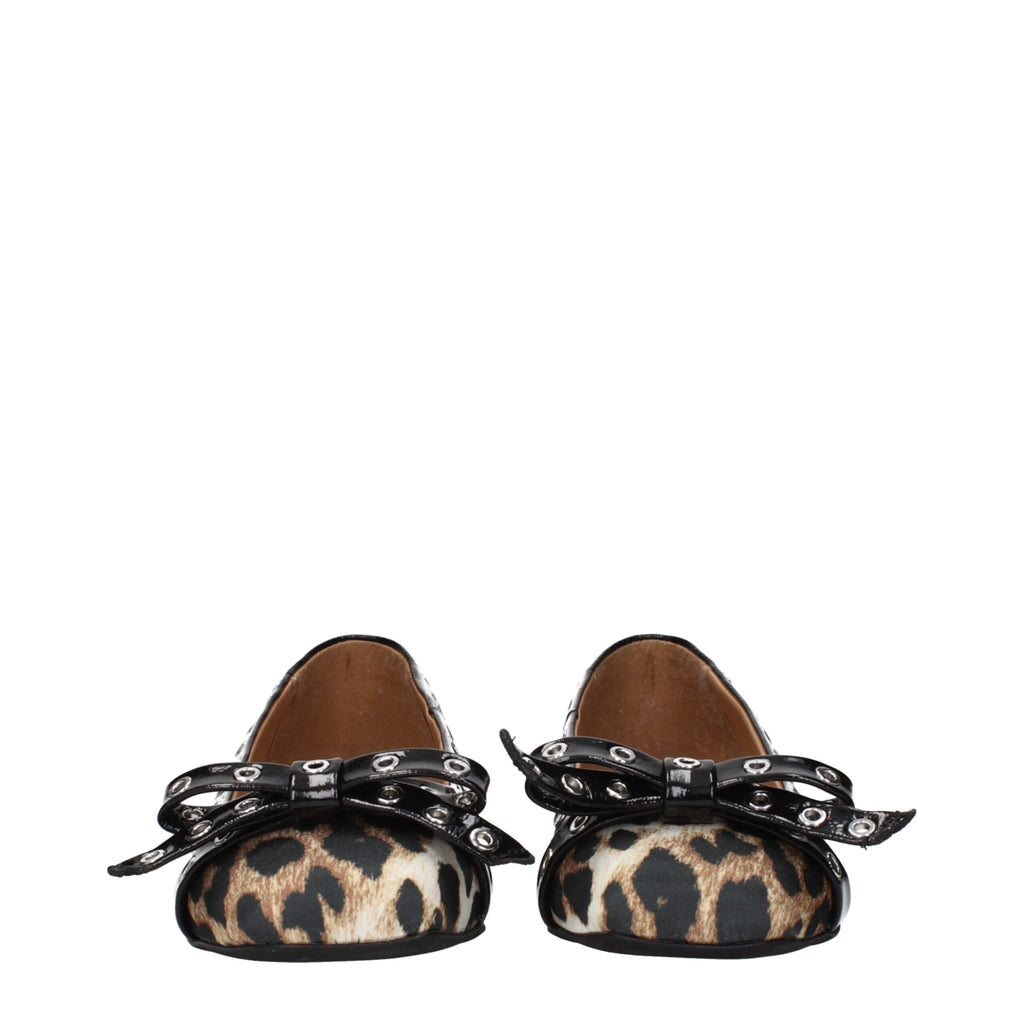 Brown Fabric Ballet Flats