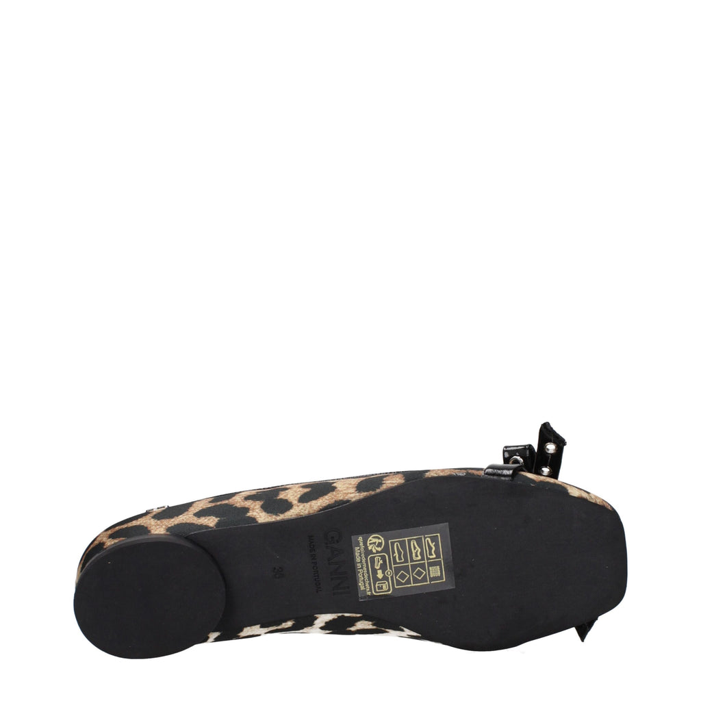 Brown Fabric Ballet Flats