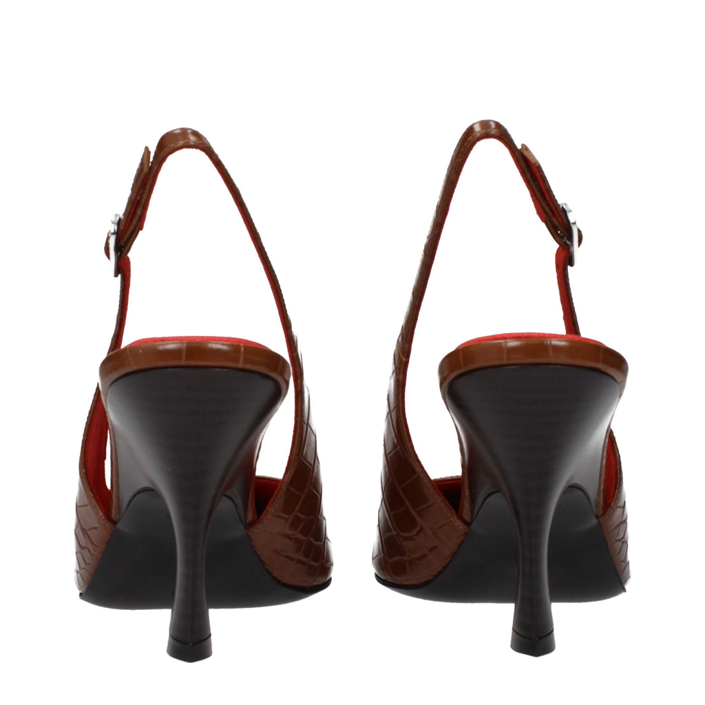 Brown Leather High Heel Pumps