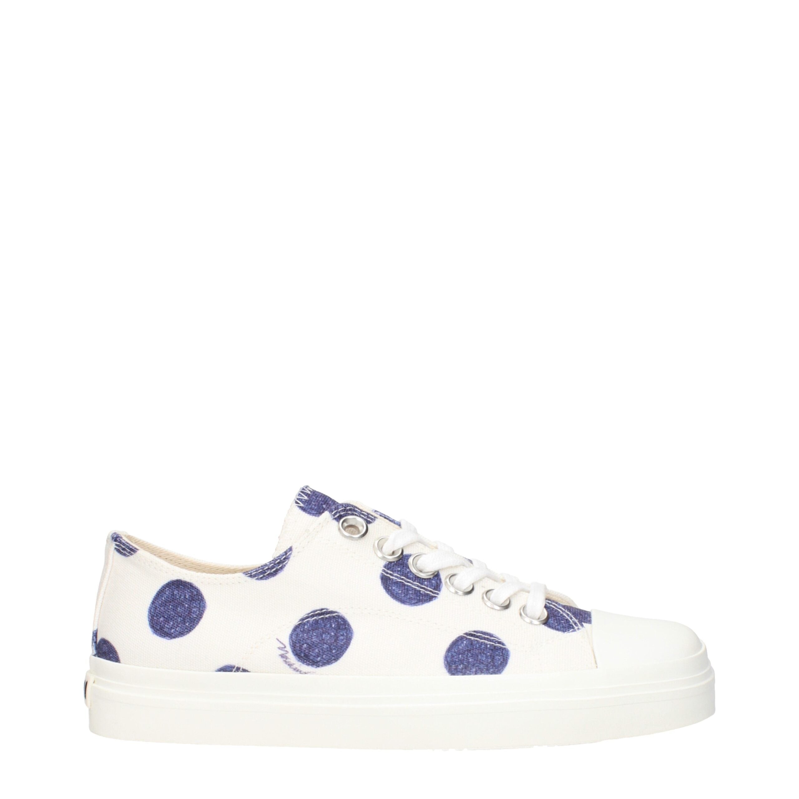 White Fabric Low Top Sneakers