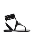 Black Leather Flip-Flop Sandals