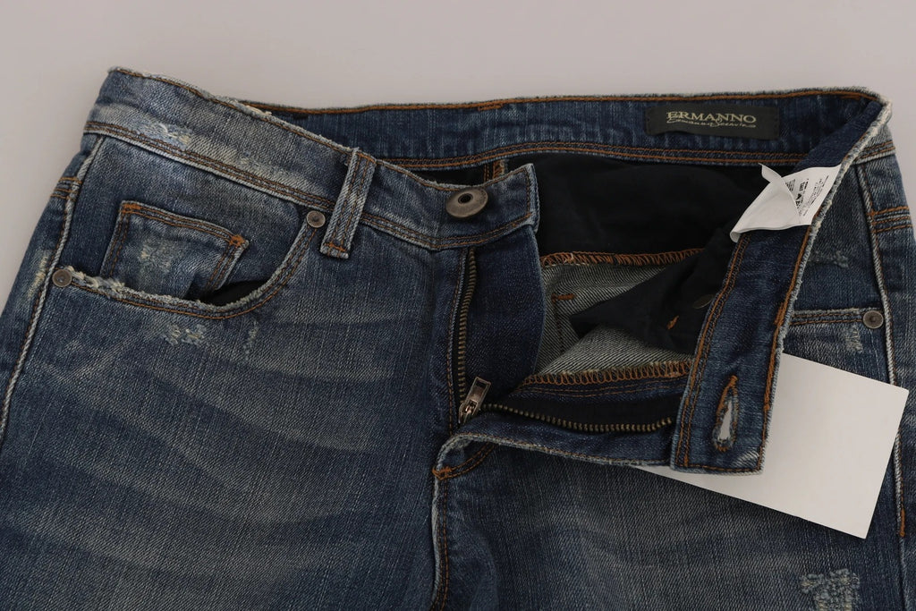 Blue Washed Boot Cut Casual Denim Pants Jeans