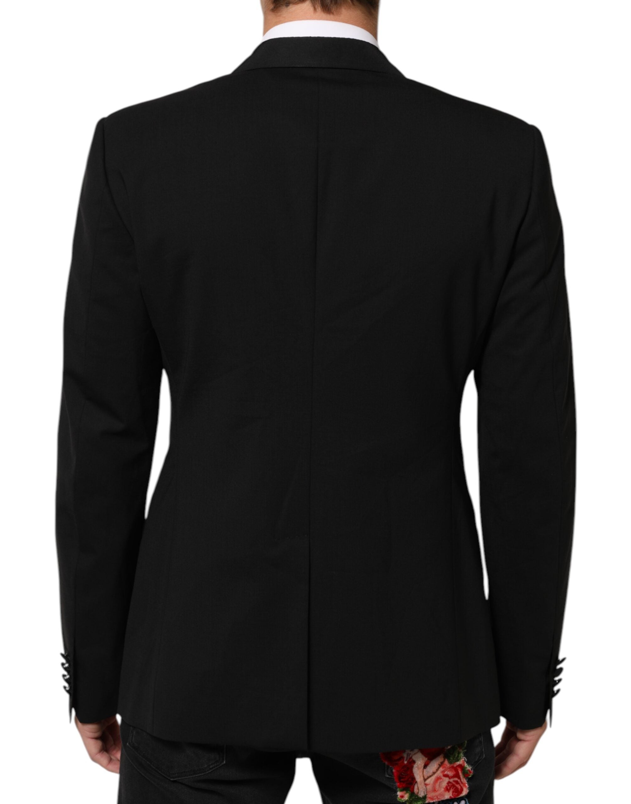Black Wool 2 Buttons Suit Men Jacket Blazer