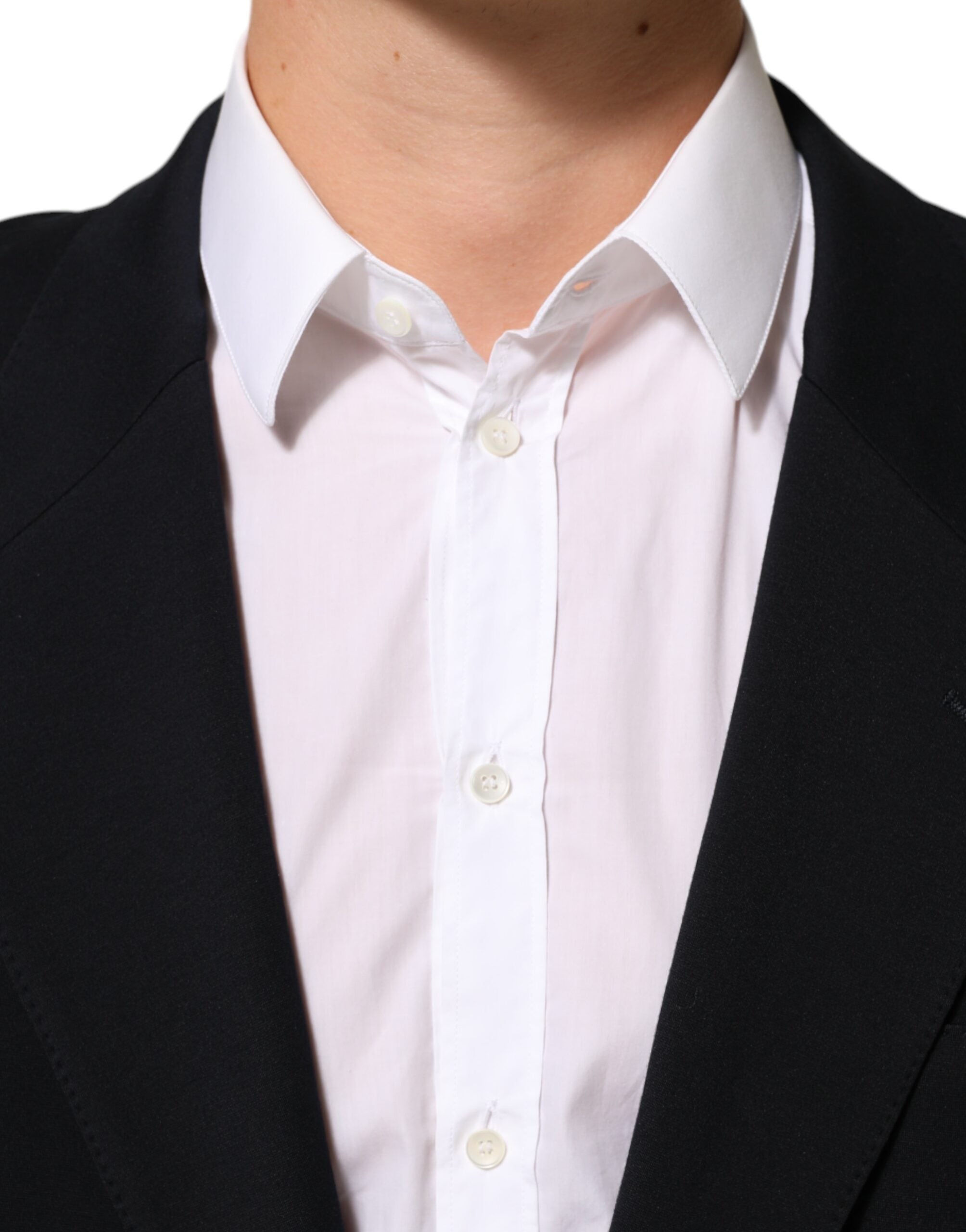 Black Viscose 2 Buttons Suit Jacket Blazer