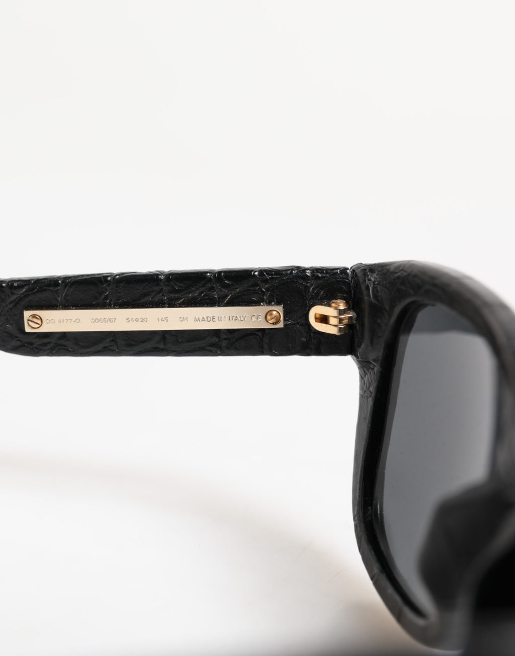 DG4177 Black Leather Frame Tinted Lens Sunglasses