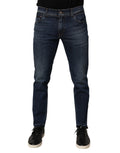 Blue Cotton Stretch Skinny Men Denim Jeans