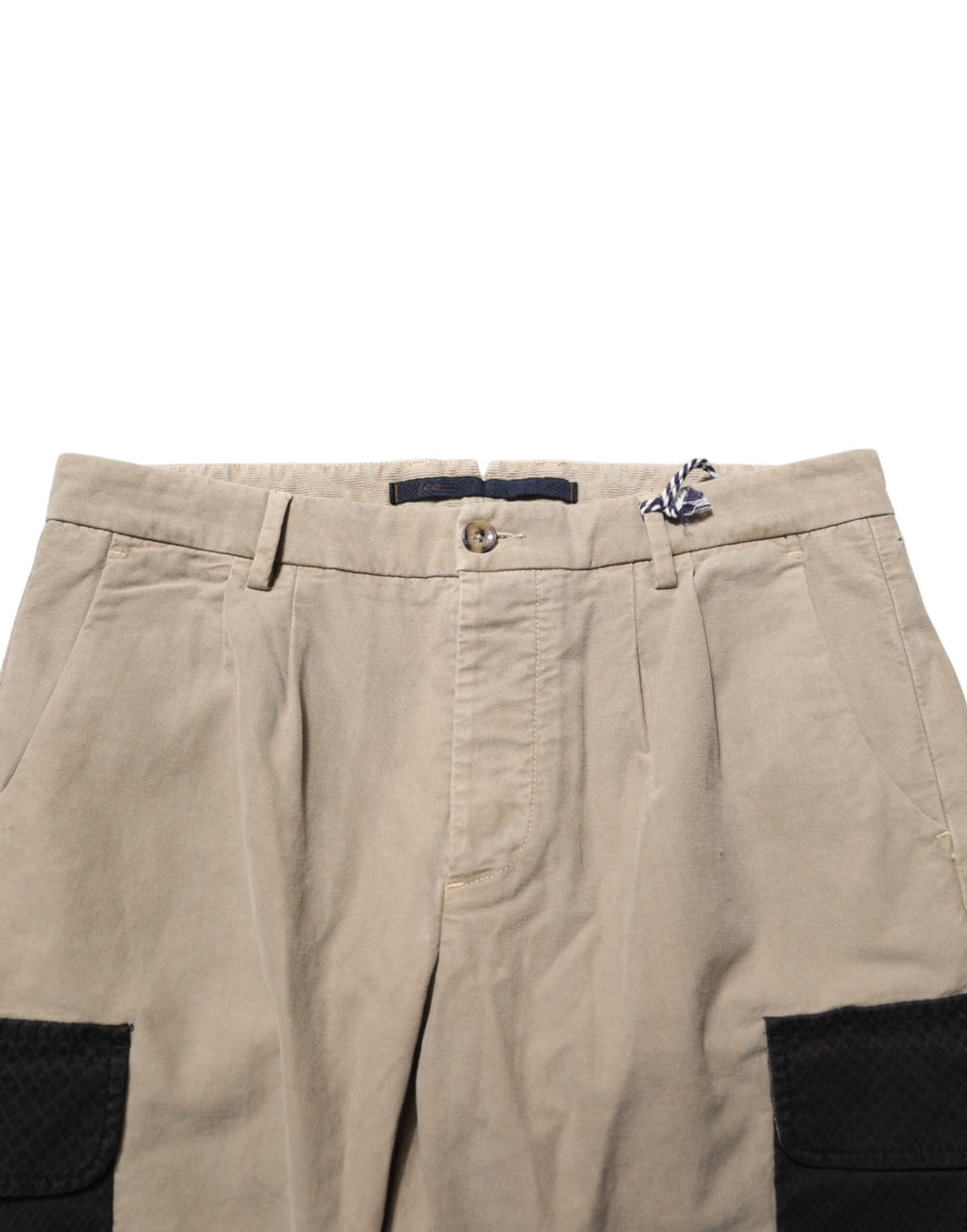 Beige Mid Waist Skinny Men Cargo Chino Trouser Pants