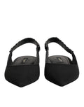 Black Crystal Charmeuse Slingback Shoes