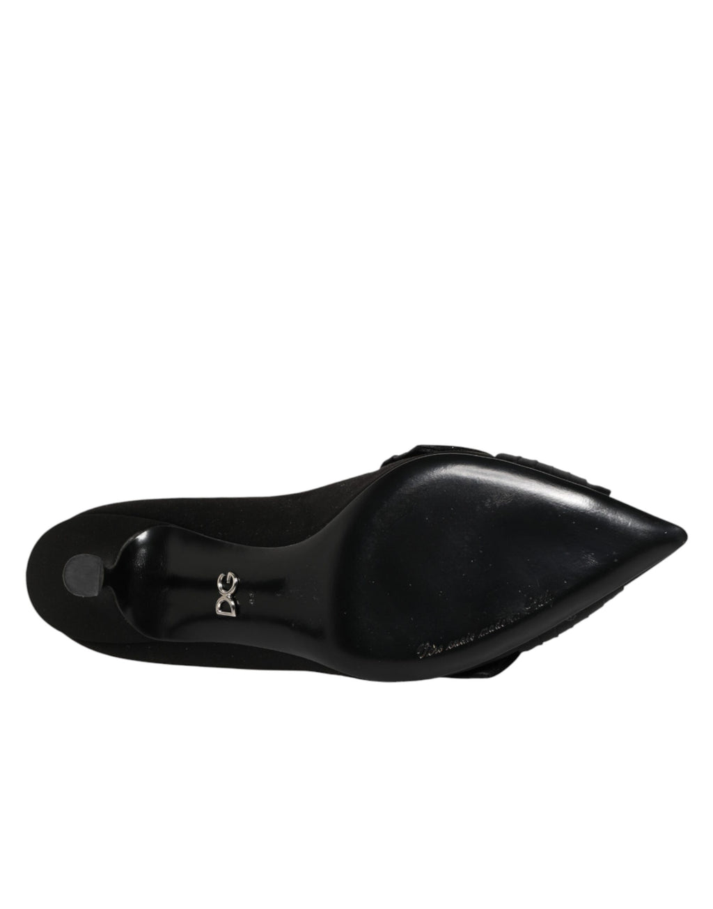 Black Satin Bow Crystal Embellishment Pumps Shoes