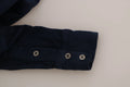 Cotton Blue Corduroy Long Sleeves Shirt Top Blouse