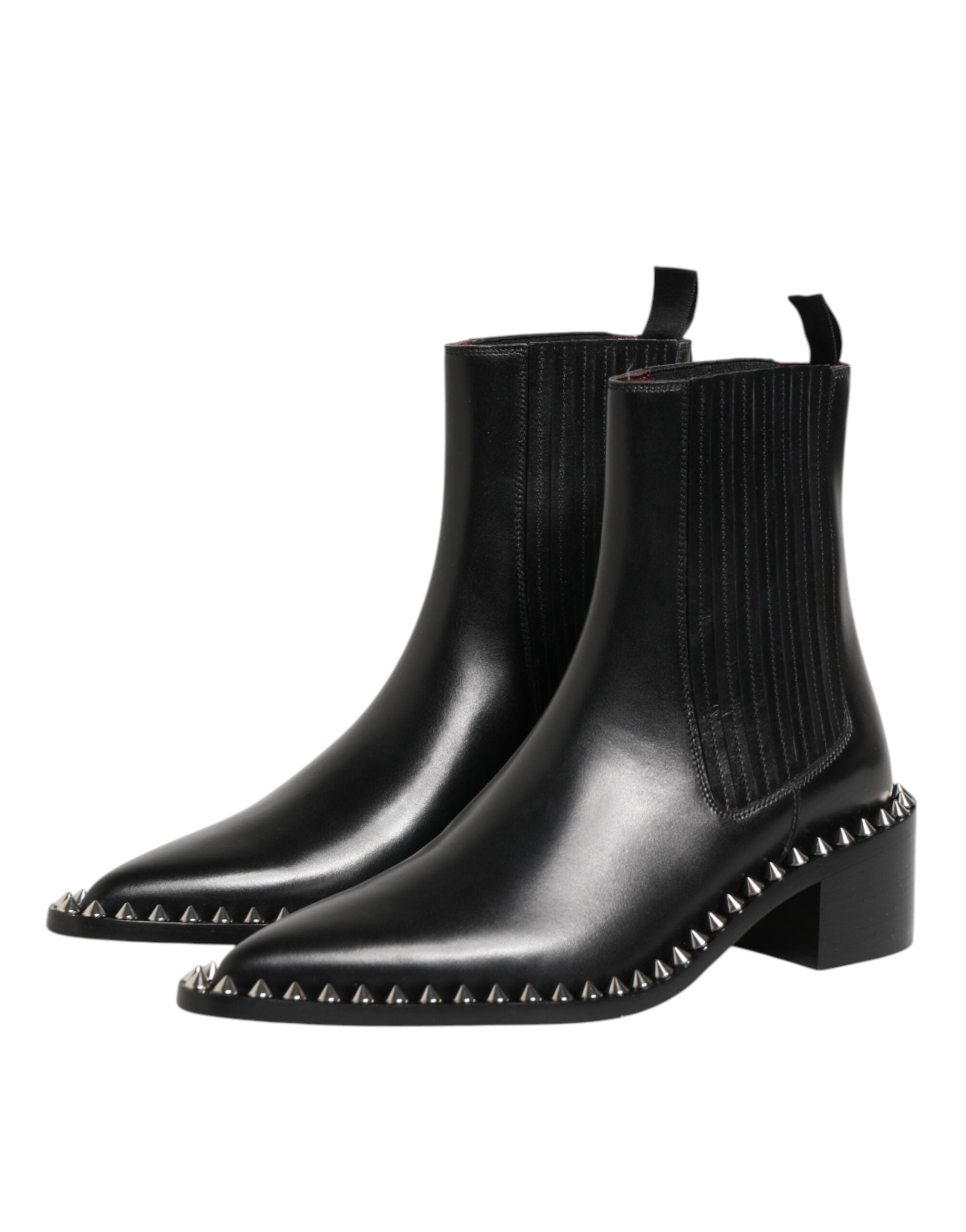 Black Studded Chelsea Short Ankle Boots Shoes
