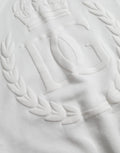 White Cotton Hooded Pullover Sweatshirt Men