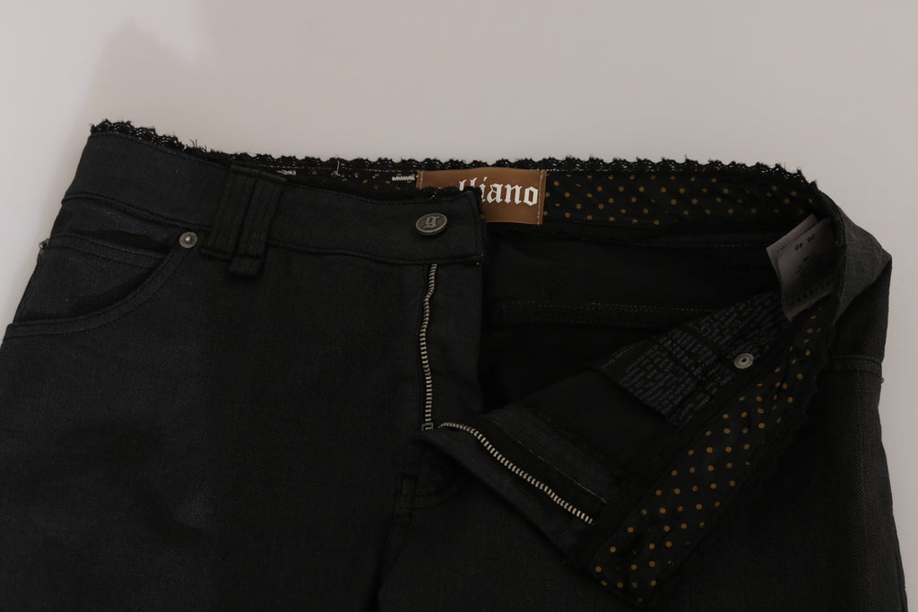 Black Mid Waist Skinny Cotton Casual Denim Jeans