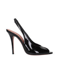 Black Leather Stiletto Heel Sandals