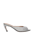 Gray Satin Stiletto Heel Sandals