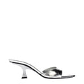 Gray Leather Flat Sandals