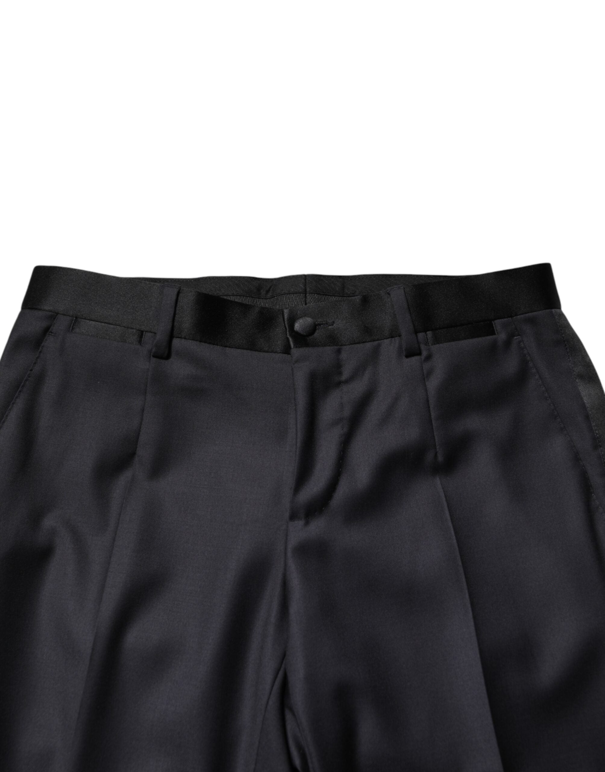 Black Wool Single Breasted 3 Piece Men Suit