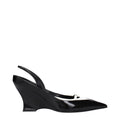 Black Leather Wedge Sandals