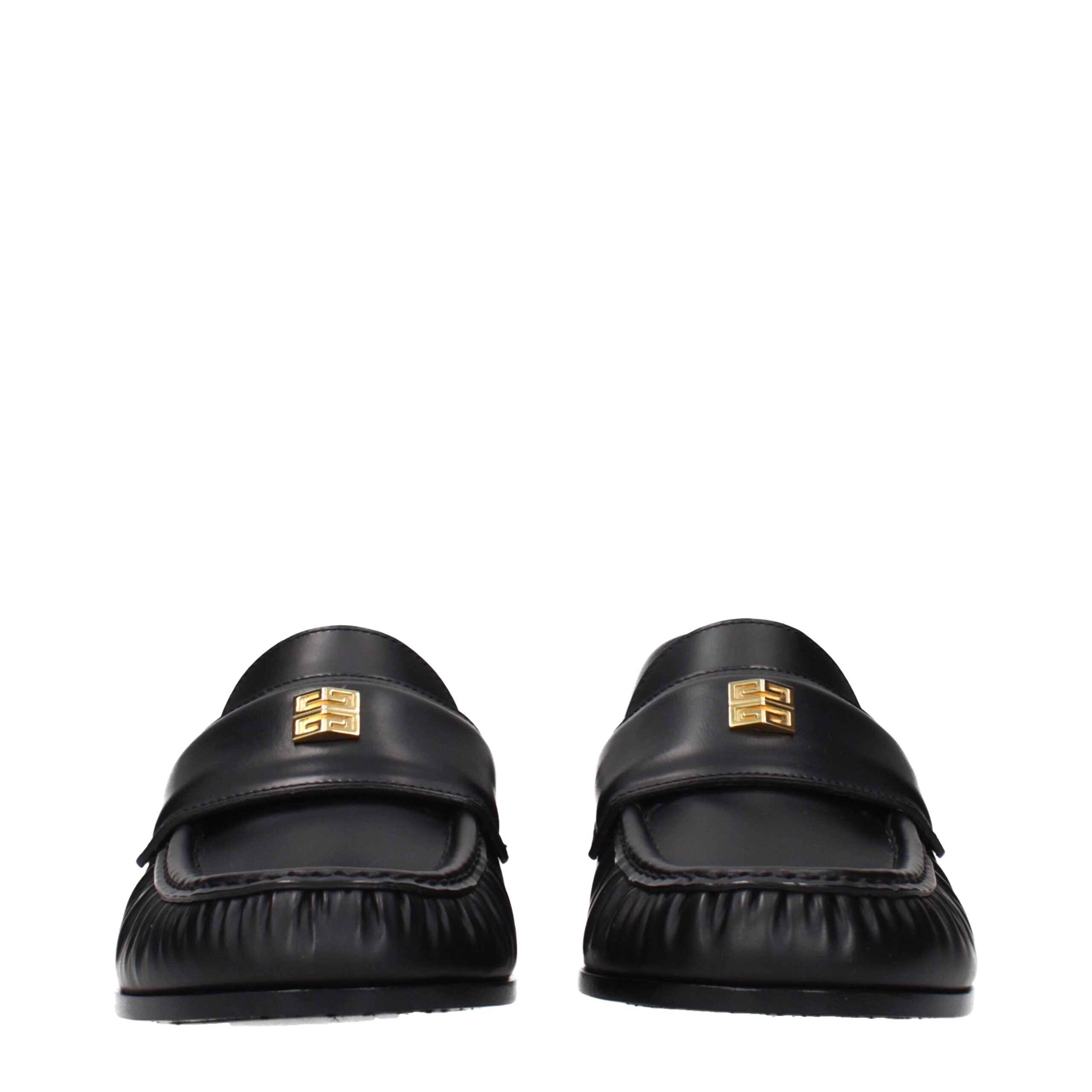 Black Leather Slip-On Loafers