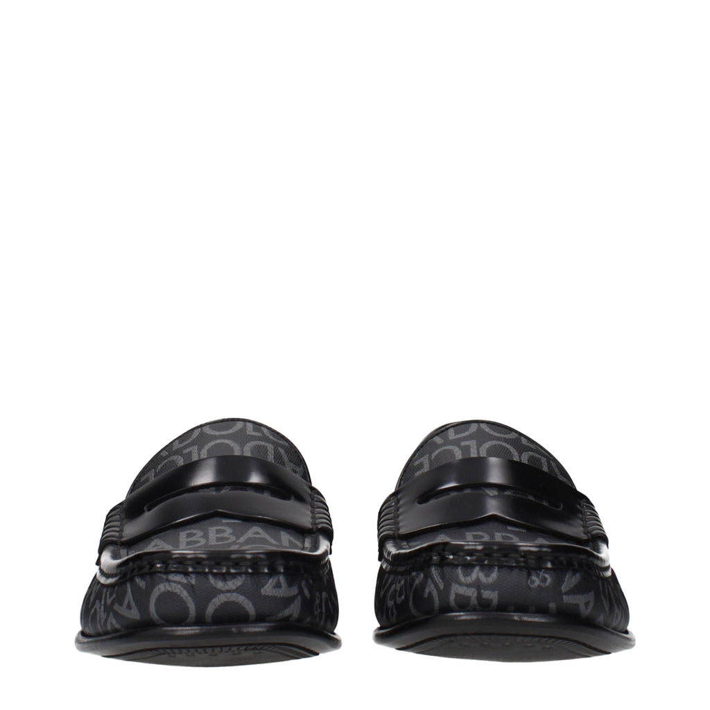 Black Fabric Slip-On Loafers
